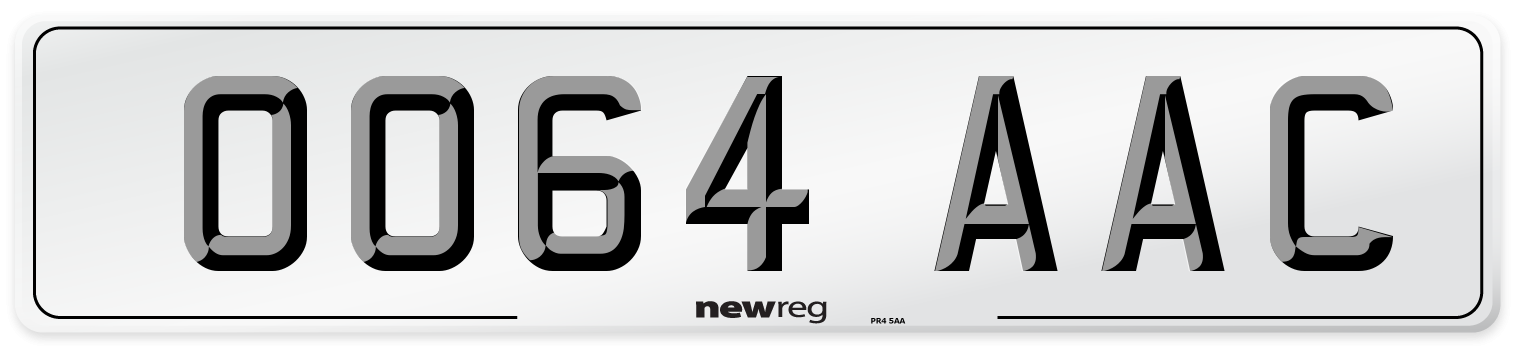 OO64 AAC Number Plate from New Reg